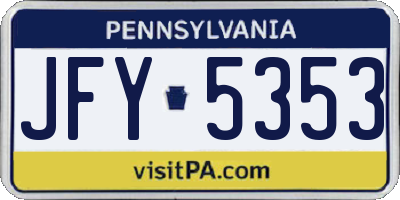 PA license plate JFY5353