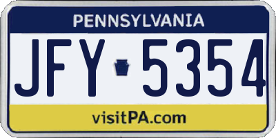 PA license plate JFY5354