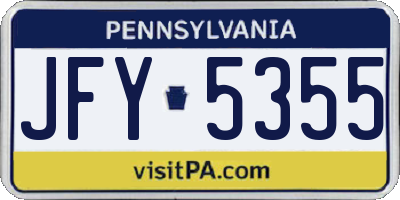 PA license plate JFY5355
