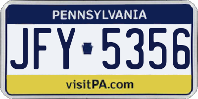 PA license plate JFY5356