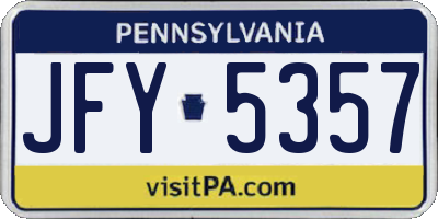 PA license plate JFY5357