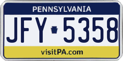 PA license plate JFY5358