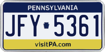 PA license plate JFY5361