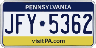 PA license plate JFY5362