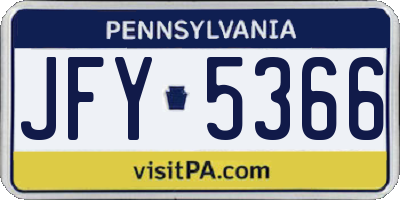 PA license plate JFY5366