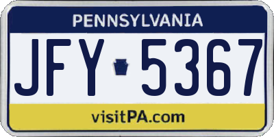 PA license plate JFY5367