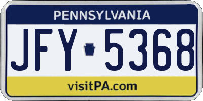 PA license plate JFY5368