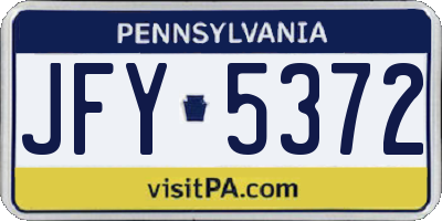PA license plate JFY5372