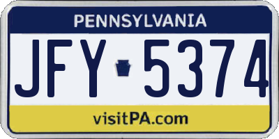 PA license plate JFY5374