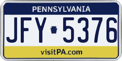 PA license plate JFY5376