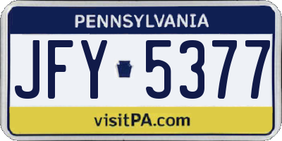 PA license plate JFY5377