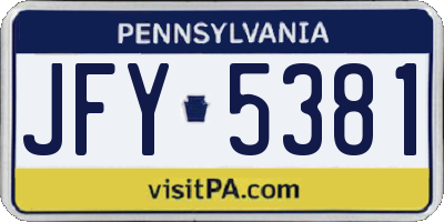 PA license plate JFY5381