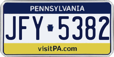 PA license plate JFY5382