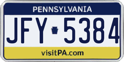 PA license plate JFY5384