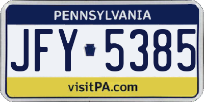 PA license plate JFY5385