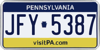 PA license plate JFY5387