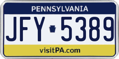 PA license plate JFY5389