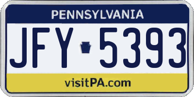 PA license plate JFY5393