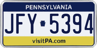 PA license plate JFY5394