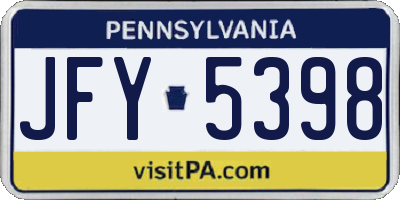 PA license plate JFY5398