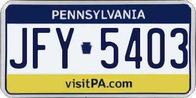 PA license plate JFY5403