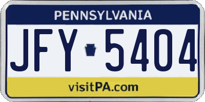 PA license plate JFY5404