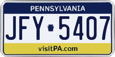 PA license plate JFY5407