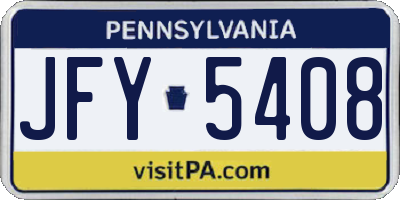 PA license plate JFY5408