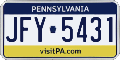 PA license plate JFY5431