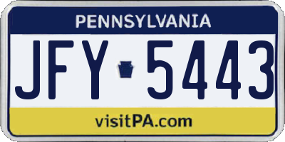 PA license plate JFY5443