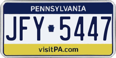 PA license plate JFY5447