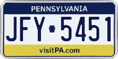 PA license plate JFY5451