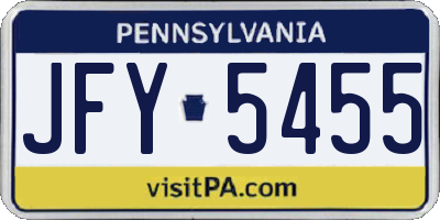 PA license plate JFY5455