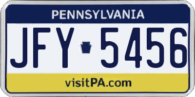 PA license plate JFY5456