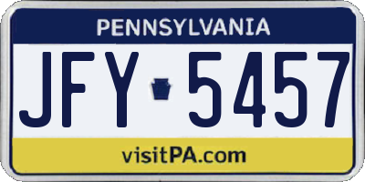 PA license plate JFY5457