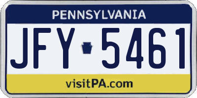 PA license plate JFY5461
