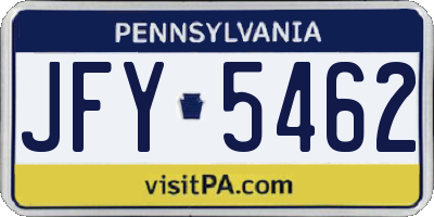 PA license plate JFY5462