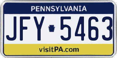 PA license plate JFY5463