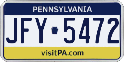 PA license plate JFY5472
