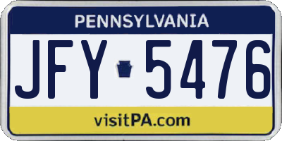 PA license plate JFY5476
