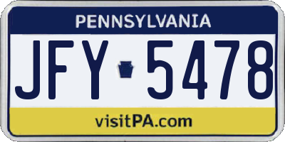 PA license plate JFY5478