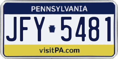 PA license plate JFY5481