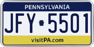 PA license plate JFY5501