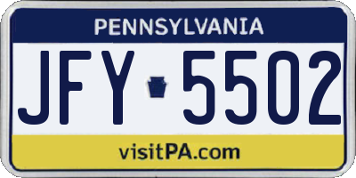 PA license plate JFY5502