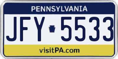PA license plate JFY5533