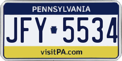 PA license plate JFY5534