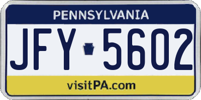 PA license plate JFY5602