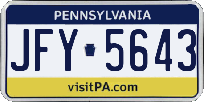 PA license plate JFY5643