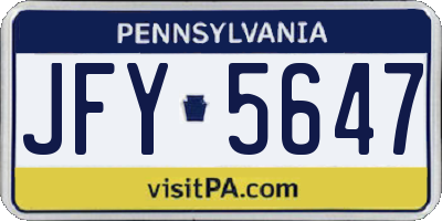PA license plate JFY5647