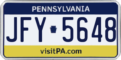PA license plate JFY5648
